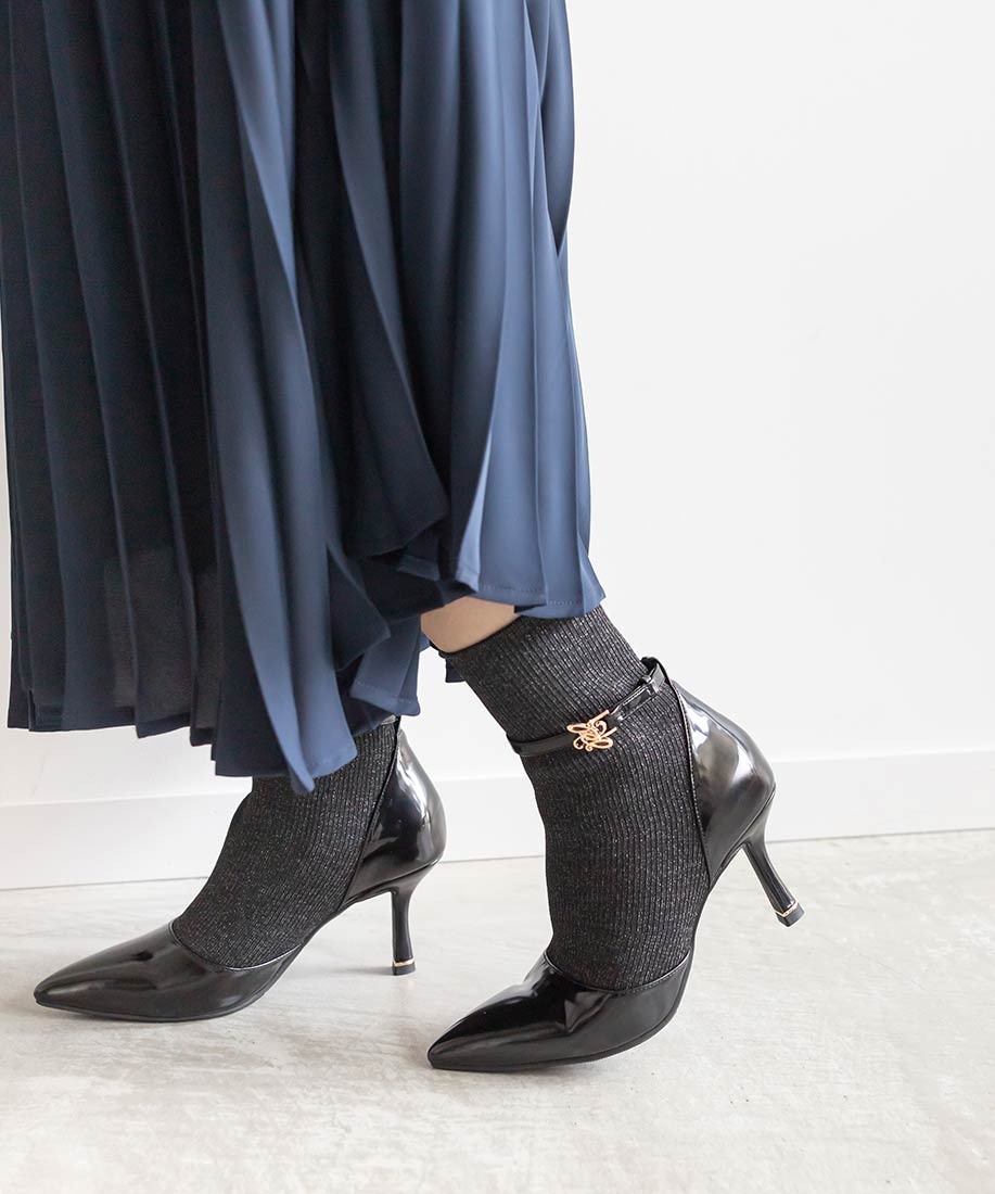 ランダ RANDA ゴールドパーツニットドッキングブーツ （BLACK） BLACK