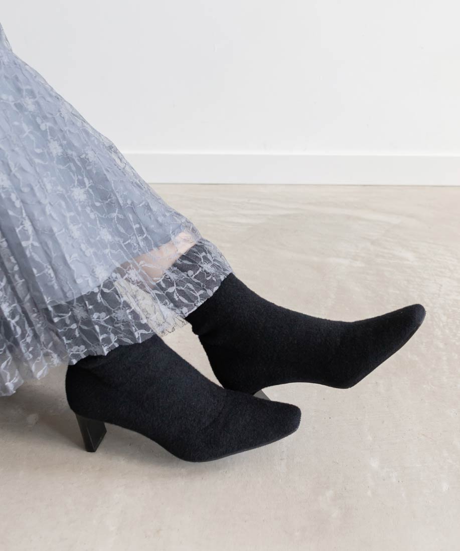 ランダ RANDA モヘアライクニットショートブーツ （BLACK） BLACK