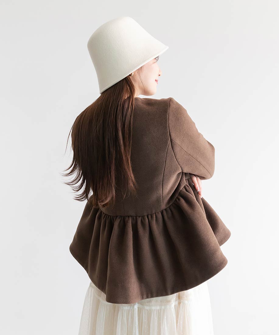 ランダ RANDA ウールライクペプラムショートコート （BROWN） BROWN