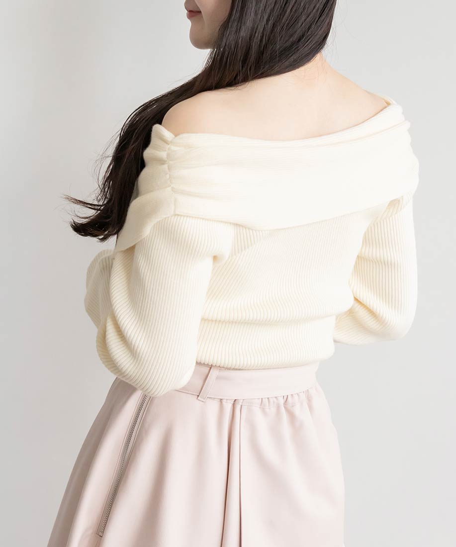 ランダ RANDA オフショルクロスニットトップス （IVORY） IVORY