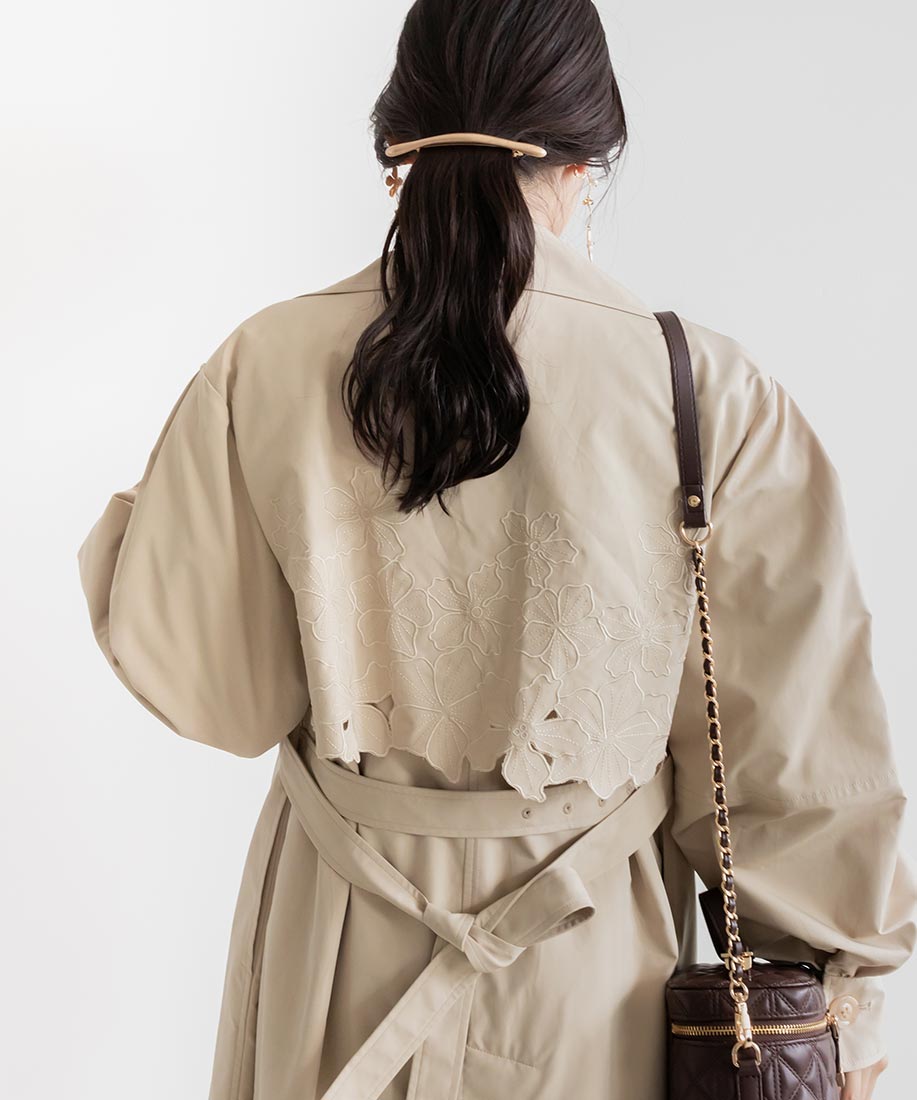 ランダ RANDA フラワーカッティングトレンチコート