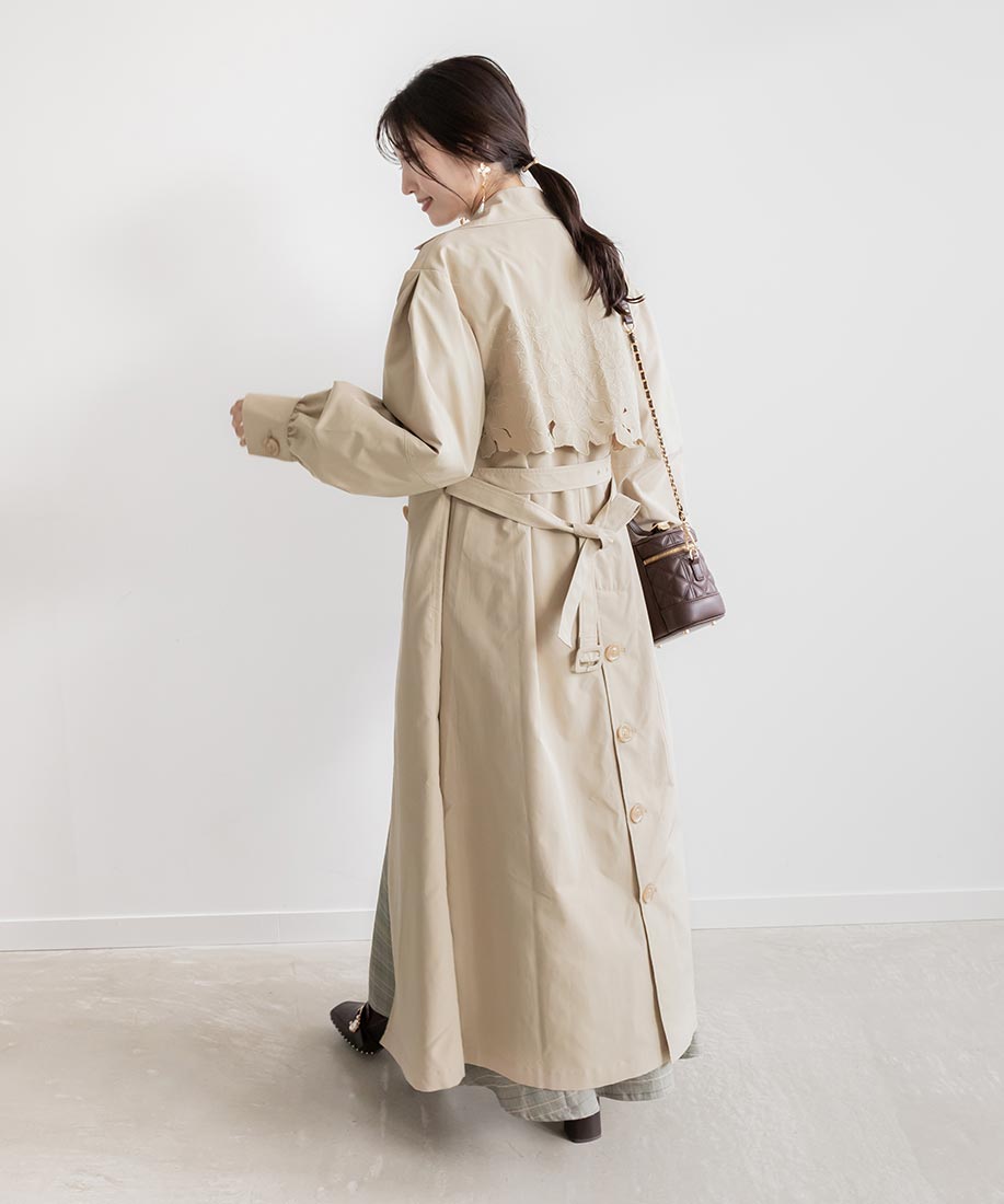 ランダ RANDA フラワーカッティングトレンチコート