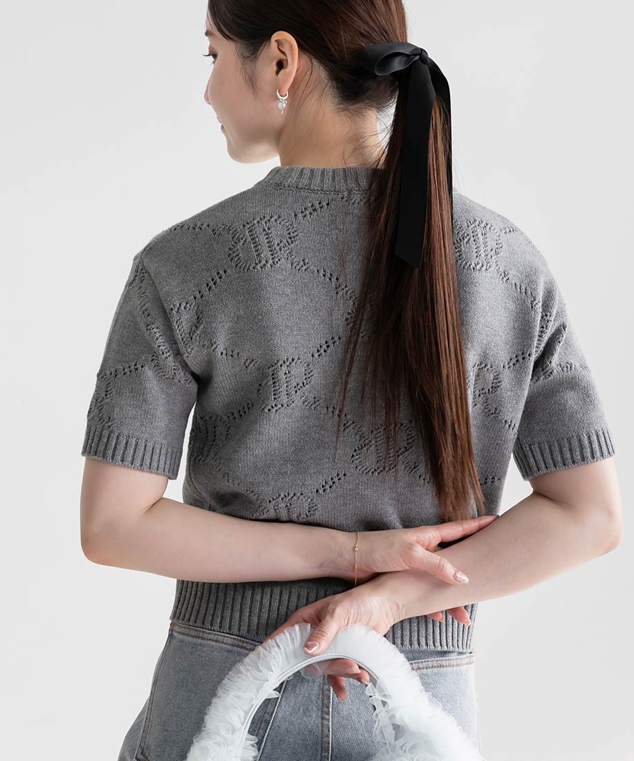 ランダ RANDA  モノグラムニットトップス （GRAY） GRAY