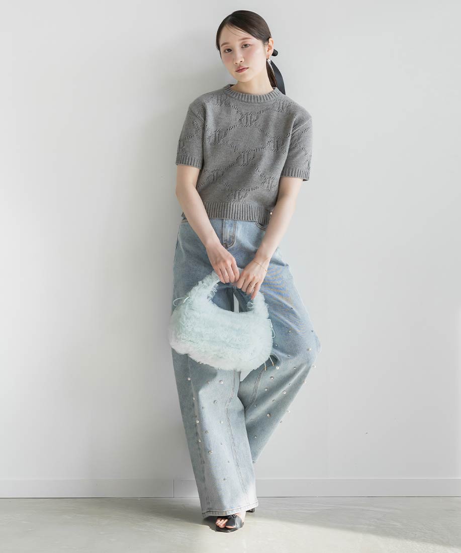 ランダ RANDA  モノグラムニットトップス （GRAY） GRAY