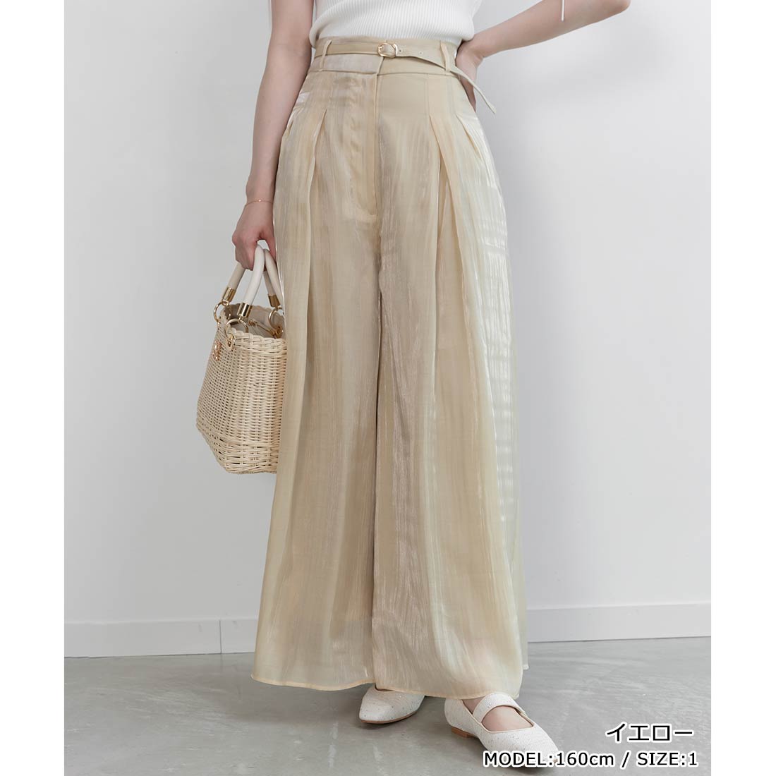 ランダ RANDA シアータックワイドパンツ （YELLOW） YELLOW