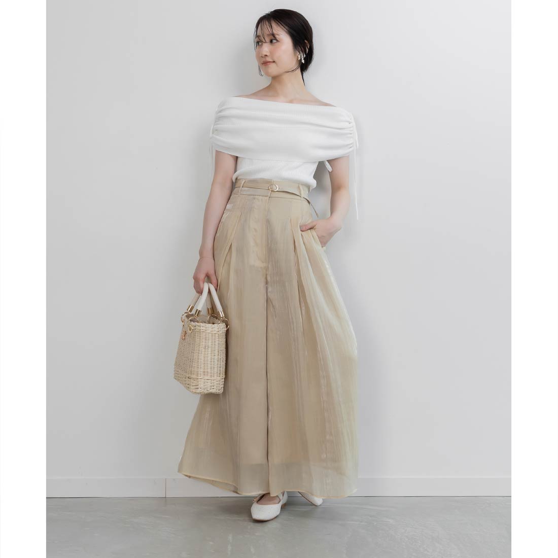 ランダ RANDA シアータックワイドパンツ （YELLOW） YELLOW