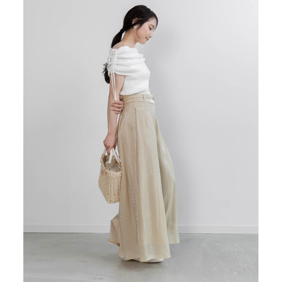 ランダ RANDA シアータックワイドパンツ （YELLOW） YELLOW