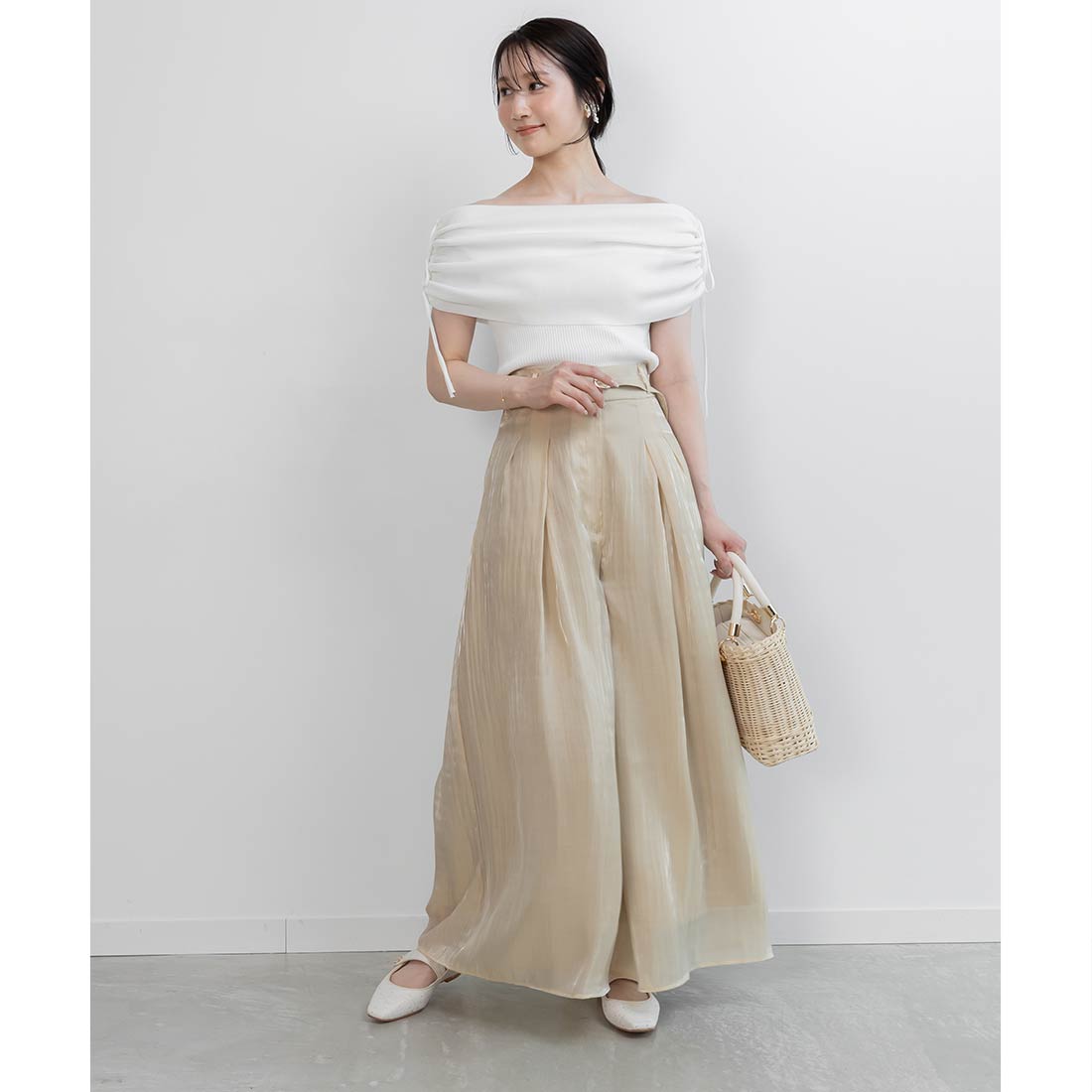 ランダ RANDA シアータックワイドパンツ （YELLOW） YELLOW