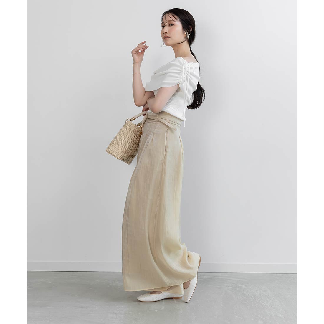 ランダ RANDA シアータックワイドパンツ （YELLOW） YELLOW