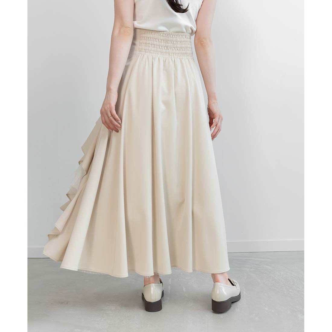 ランダ RANDA デザインフリルハイウエストスカート （IVORY） IVORY