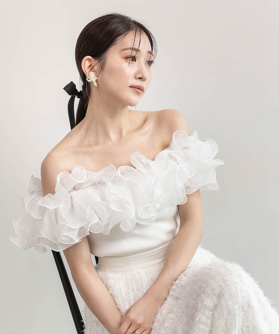 ランダ RANDA ★  ボリュームフリルニット （WHITE） WHITE