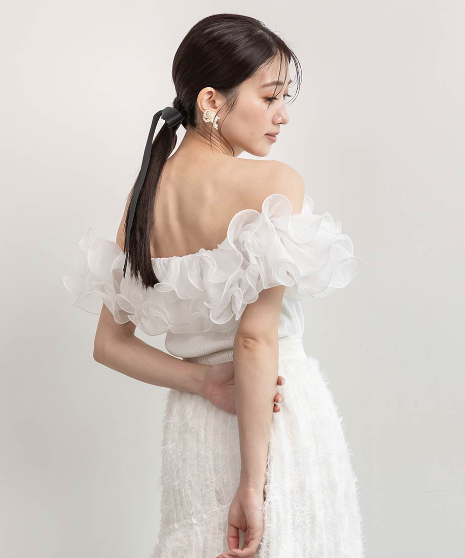 ランダ RANDA ボリュームフリルニット （WHITE） WHITE