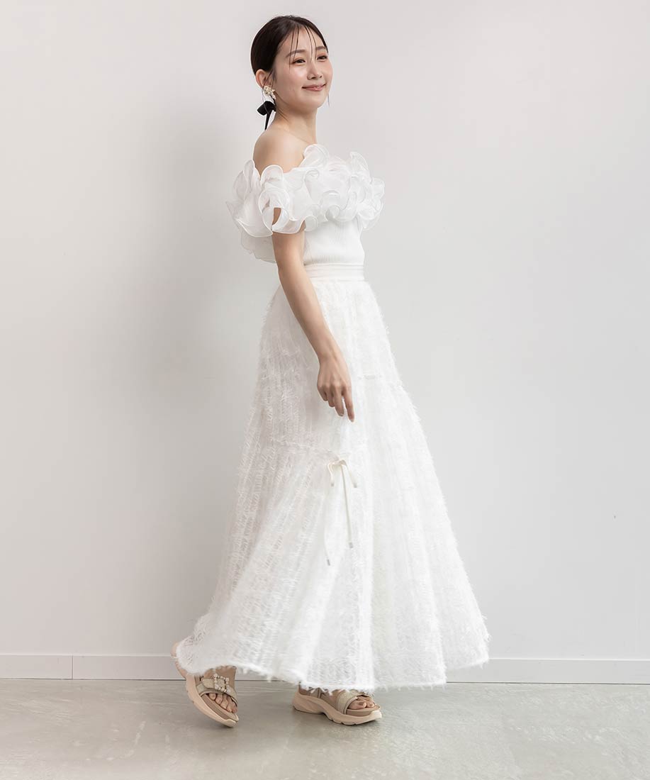 ランダ RANDA ★  ボリュームフリルニット （WHITE） WHITE