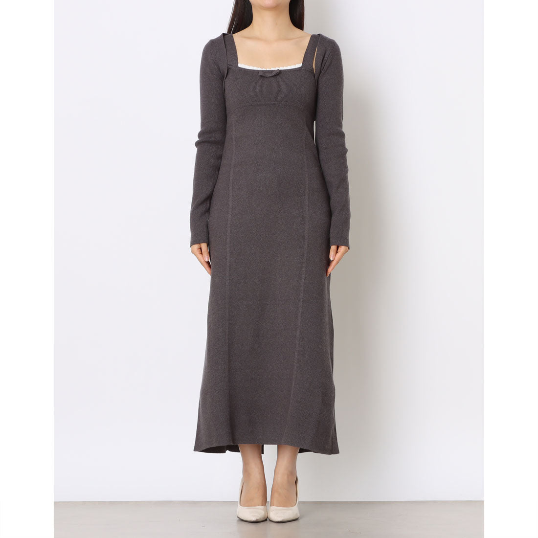ランダ RANDA ボレロセットリブニットワンピース （GRAY） GRAY