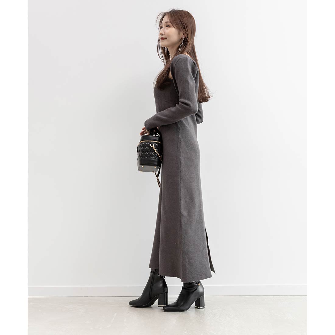 ランダ RANDA ★ ボレロセットリブニットワンピース （GRAY） GRAY