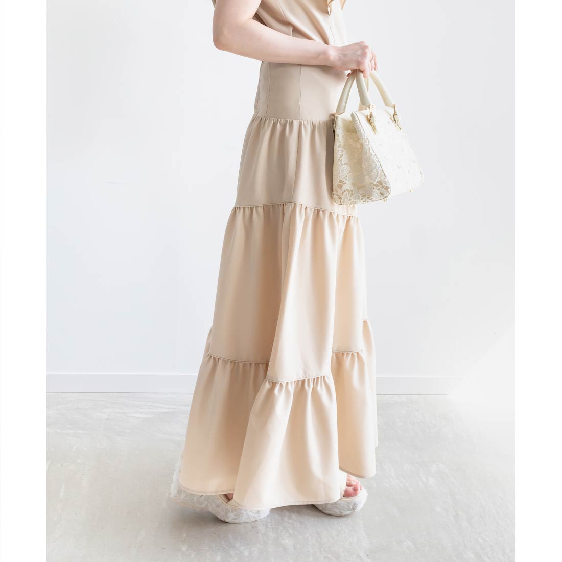 ランダ RANDA ギャザーティアードスカート （BEIGE） BEIGE