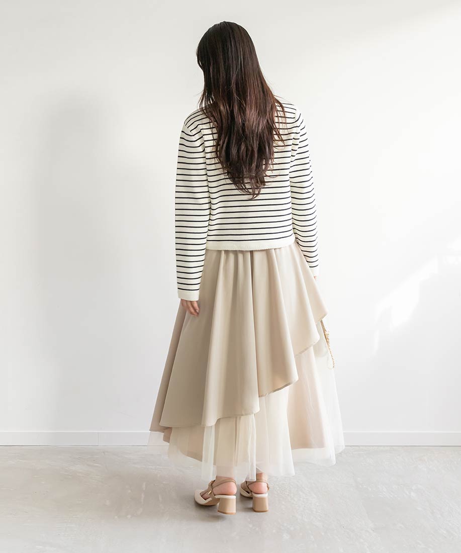 ランダ RANDA チュールドッキングフレアスカート （BEIGE） BEIGE