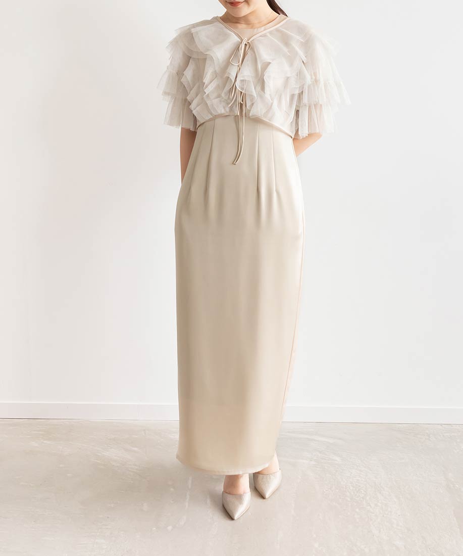ランダ RANDA ★ チュールフリルボレロセットワンピース （BEIGE） BEIGE