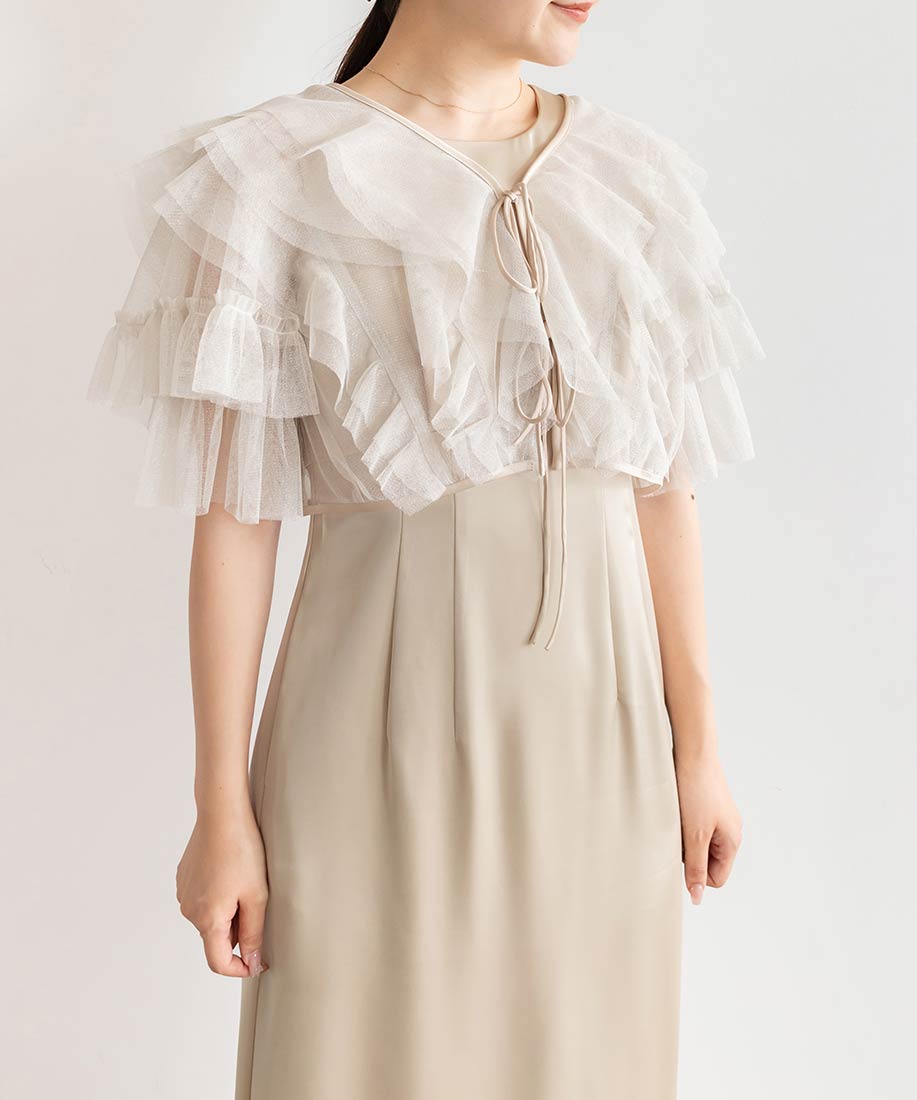 ランダ RANDA ★ チュールフリルボレロセットワンピース （BEIGE） BEIGE