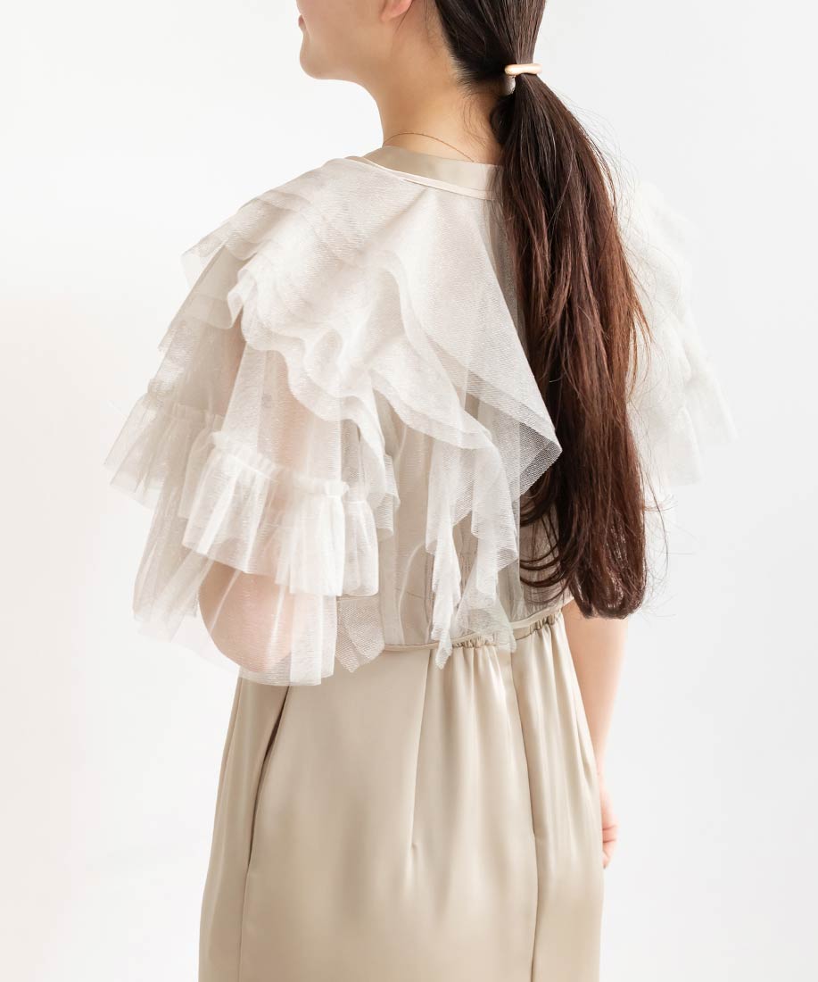 ランダ RANDA ★ チュールフリルボレロセットワンピース （BEIGE） BEIGE