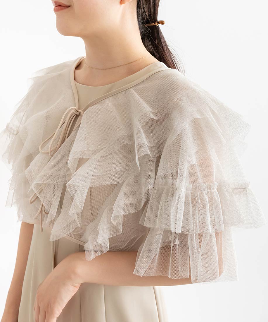 ランダ RANDA ★ チュールフリルボレロセットワンピース （BEIGE） BEIGE