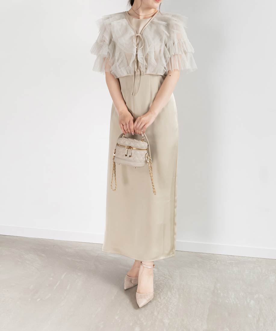 ランダ RANDA ★ チュールフリルボレロセットワンピース （BEIGE） BEIGE