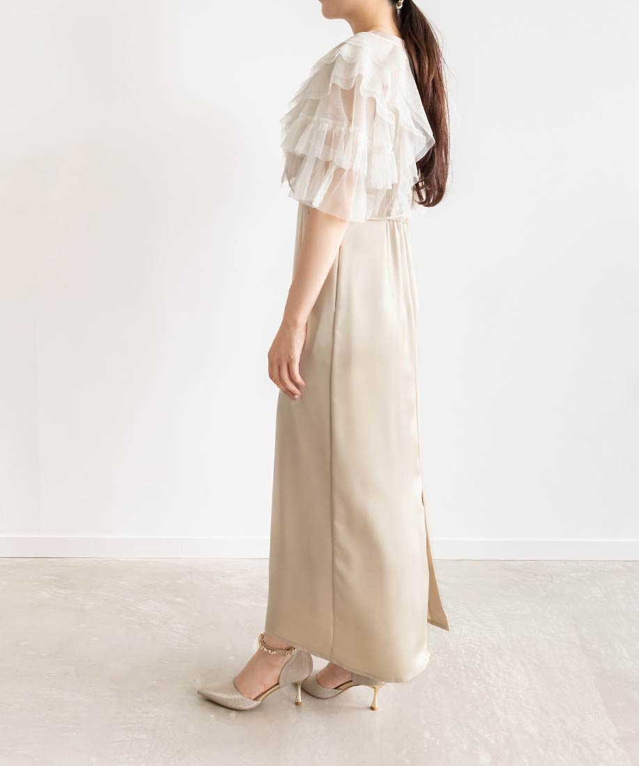 ランダ RANDA ★ チュールフリルボレロセットワンピース （BEIGE） BEIGE