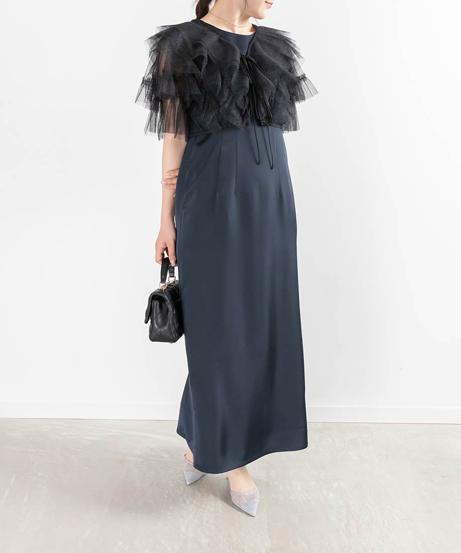 ランダ RANDA ★ チュールフリルボレロセットワンピース （NAVY） NAVY