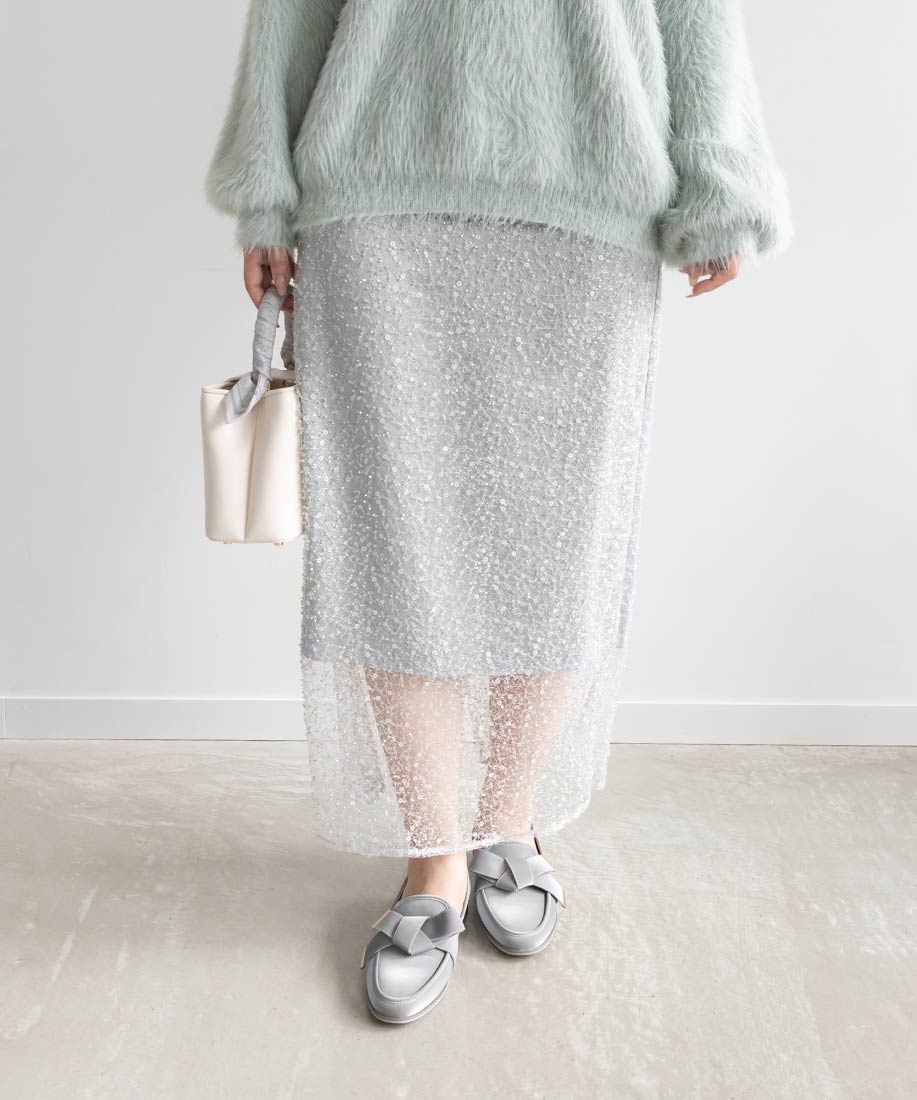 ランダ RANDA スパンコールスカート （GRAY） GRAY