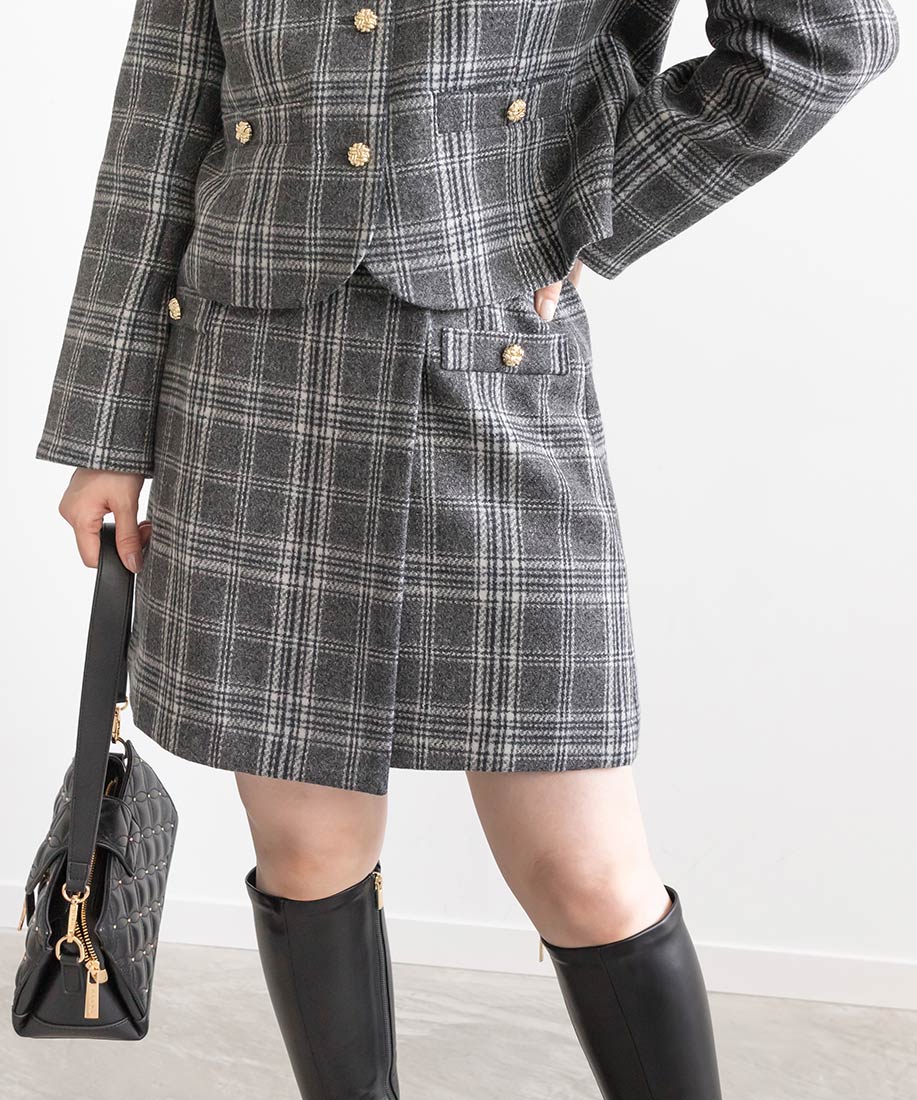 ランダ RANDA ラップデザインミニスカート （CHECK） CHECK
