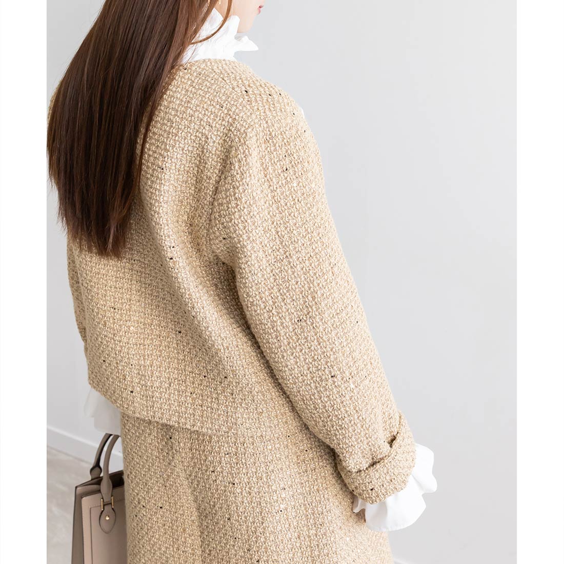 ランダ RANDA ノーカラークロップドジャケット （BEIGE） BEIGE