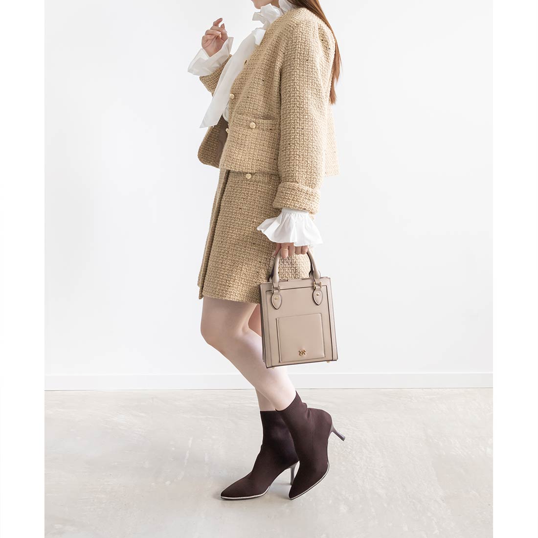 ランダ RANDA ノーカラークロップドジャケット （BEIGE） BEIGE