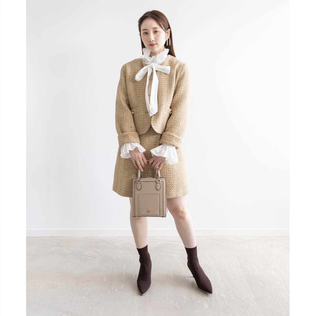 ランダ RANDA ノーカラークロップドジャケット （BEIGE） BEIGE