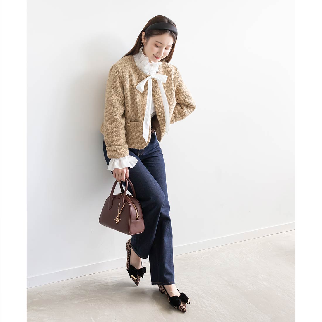 ランダ RANDA ノーカラークロップドジャケット （BEIGE） BEIGE
