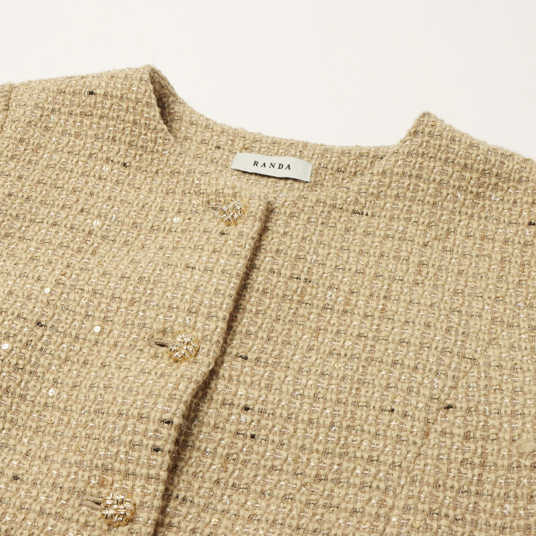 ランダ RANDA ノーカラークロップドジャケット （BEIGE） BEIGE