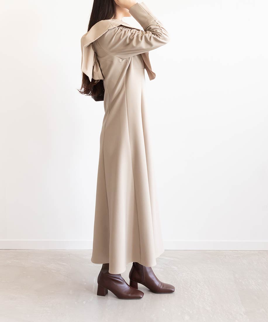 ランダ RANDA ビッグカラーフレアワンピース （BEIGE） BEIGE