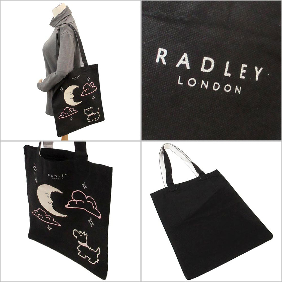 ラドリー ロンドン RADLEY LONDON RADLEY LONDON ラドリーロンドン バッグ スコティッシュテリア お月様 ムーン ミディアム キャンバストートバッグ エコバッグ （ブラック） ブラック
