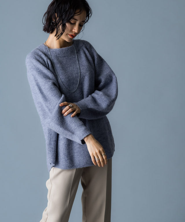 ラス RASW アルパカボートネックニット （杢ブルー） 杢ブルー