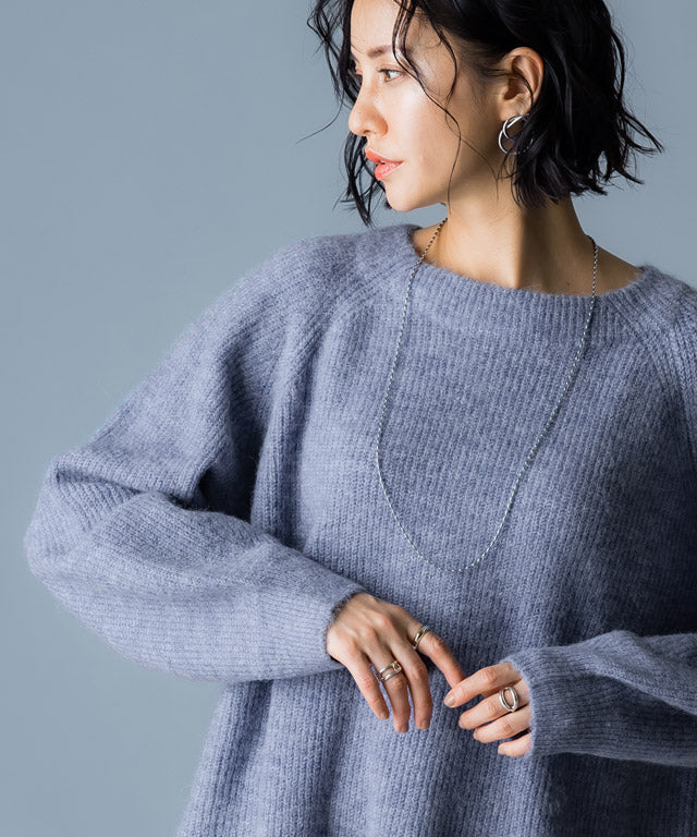 ラス RASW アルパカボートネックニット （杢ブルー） 杢ブルー