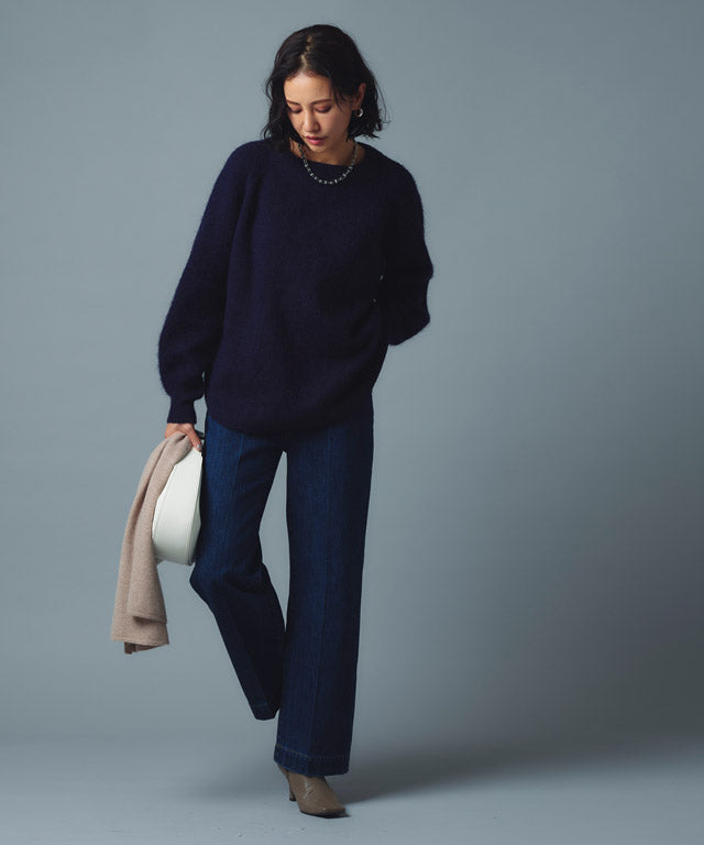 ラス RASW アルパカボートネックニット （杢ブルー） 杢ブルー