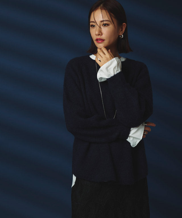 ラス RASW アルパカボートネックニット （杢ブルー） 杢ブルー