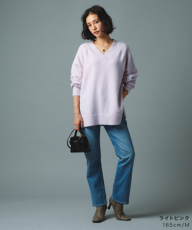 ラス RASW モヘア混Vネックニット