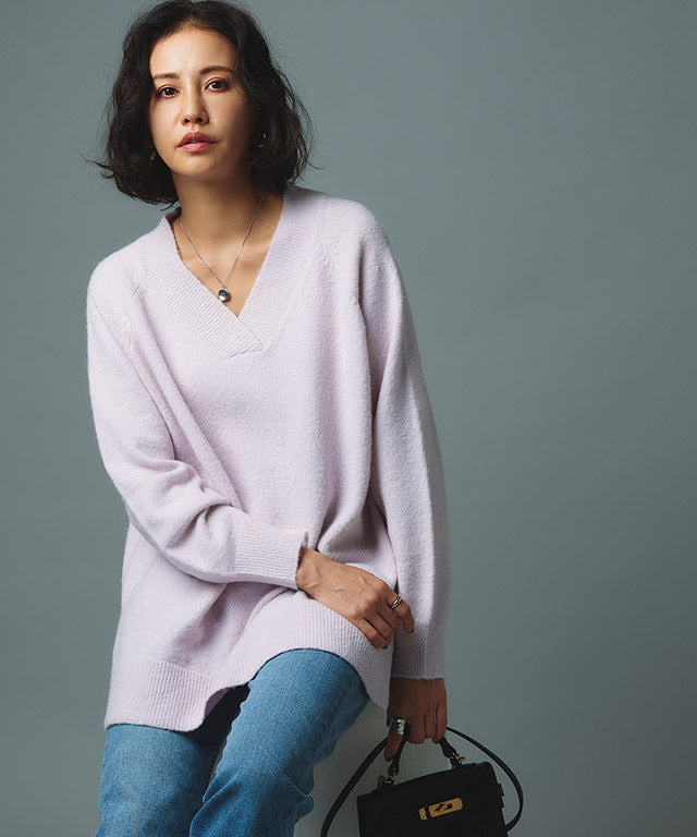 ラス RASW モヘア混Vネックニット