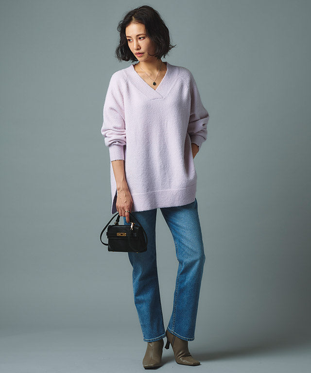 ラス RASW モヘア混Vネックニット