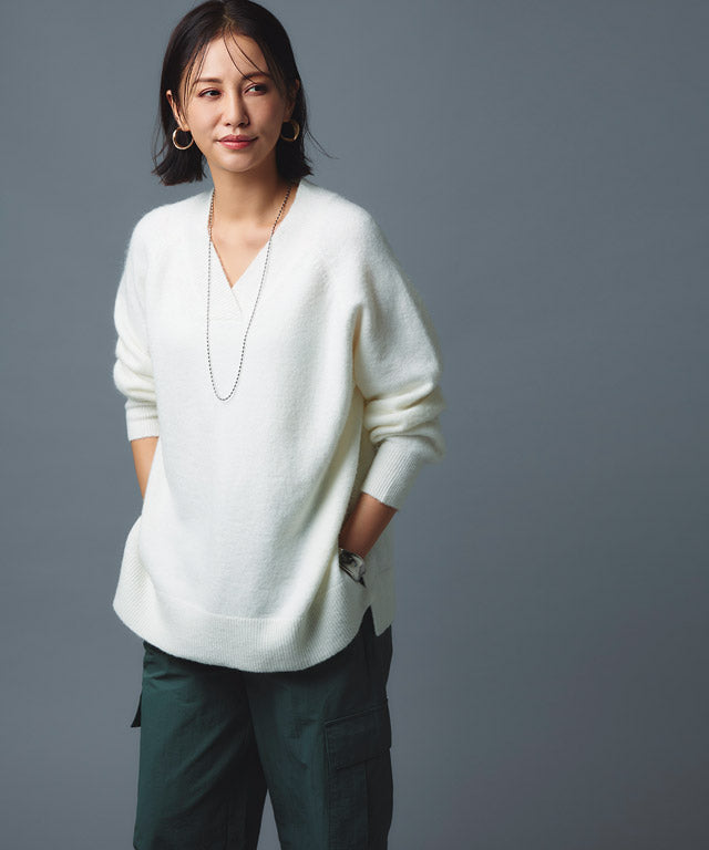 ラス RASW モヘア混Vネックニット