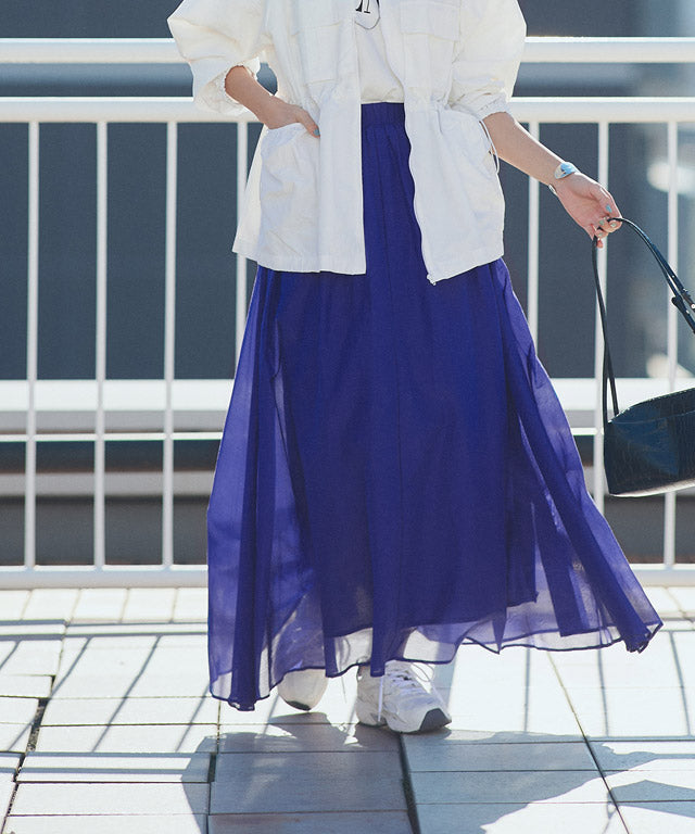 ラス RASW 綿シルクギャザースカート （ブルー） ブルー