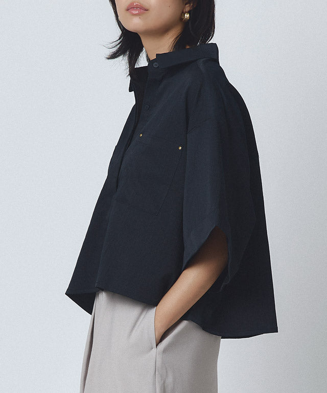 ラス RASW クロップドワイドシャツ （ダークネイビー） ダークネイビー