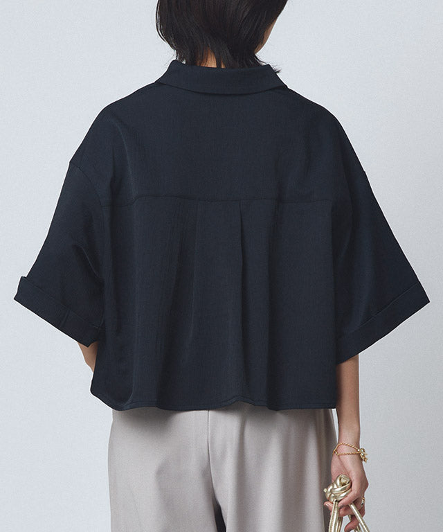 ラス RASW クロップドワイドシャツ （ダークネイビー） ダークネイビー