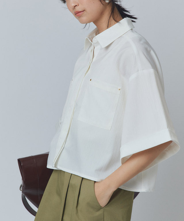 ラス RASW クロップドワイドシャツ （ダークネイビー） ダークネイビー
