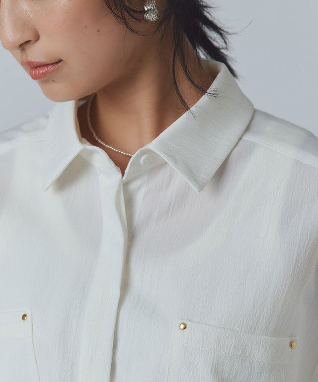 ラス RASW クロップドワイドシャツ （ダークネイビー） ダークネイビー